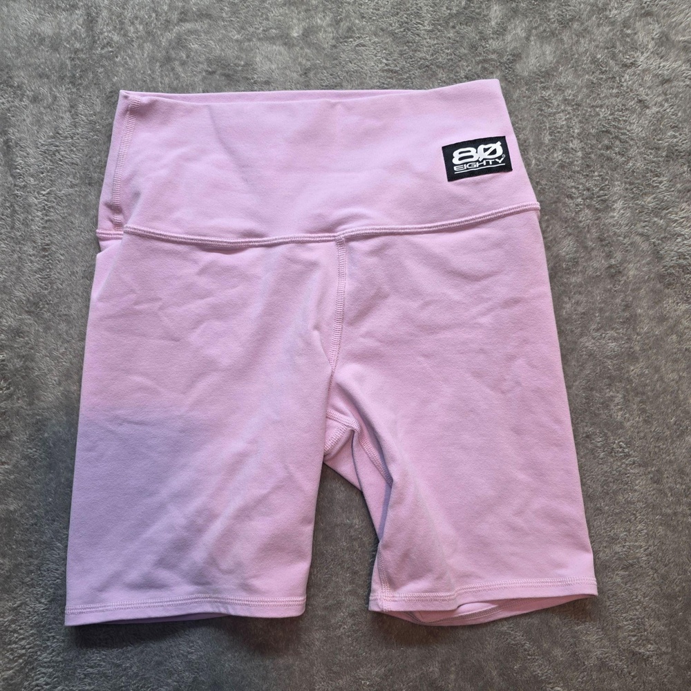 BELLA+CANVAS Biker Shorts Womens M Pink High Rise 7.5in Stretch Yoga Gym Workout